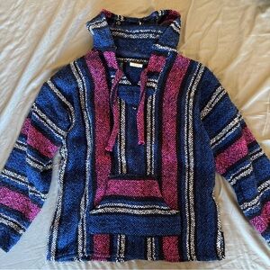 Striped Baja Hoodie in Blue and Pink